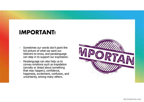Types Of Paralanguage General Readin English Esl Powerpoints