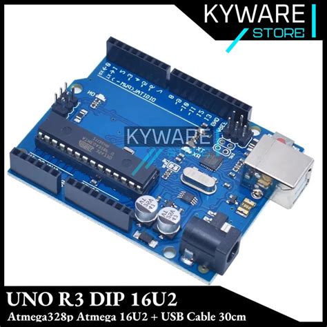 Jual Arduino Uno R3 Dip Atmega328p Atmega 16u2 Logo Kabel Usb