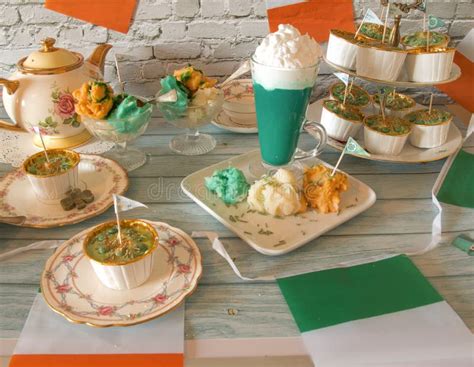 St Patricks Day Ireland Celebrations Party Vintage Tea Party Stock