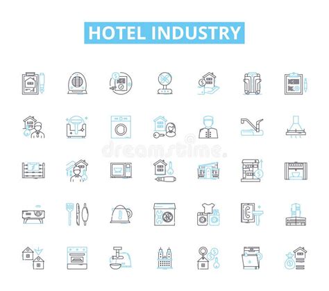 Hotel Industry Linear Icons Set Accommodation Hospitality Luxury