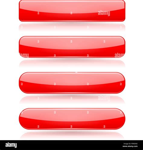 Red Menu Buttons Rectangle And Oval 3d Shiny Icons With Reflection