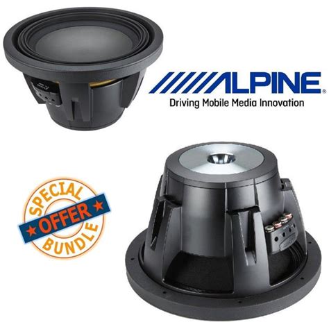 (2) Alpine Type R 12 Inch 2250 Watt Max 4 Ohm Round Car Audio Subwoofer ...