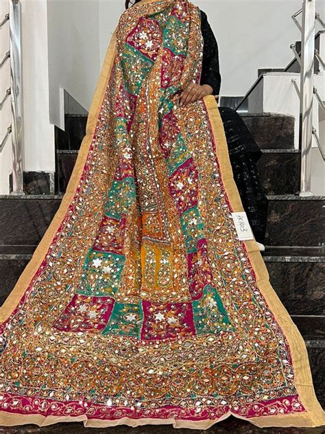 Original Pakistani Dupatta With Heavy Embroidery Mirror Work At Rs