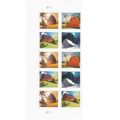 Barn Postcard Rate Usps Forever Postage Stamps Strip Of Us Postal