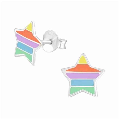 Boucle D Oreille Toile Aux Couleurs De L Arc En Ciel En Argent Mon