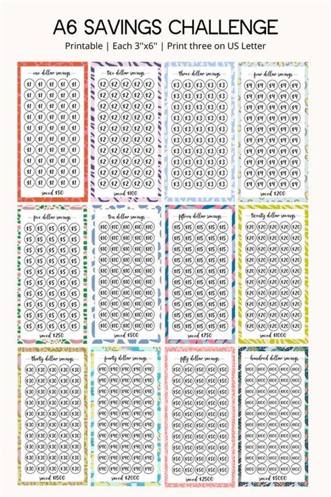 Bundle 12 Printable Savings Challenge A6 Saving Tracker A6 Etsy