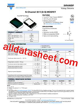 SIRA90DP T1 GE3 Datasheet PDF Vishay Siliconix