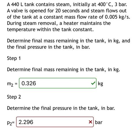 Solved A 440 L Tank Contains Steam Initially At 400C 3 Chegg