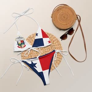 Panama String Bikini Coat Of Arms Flag Summer Swimwear Caribbean