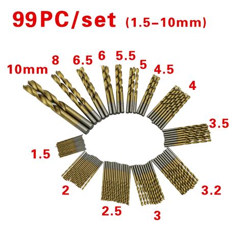 Pcs Set Titanium Coated Hss High Speed Steel Drill Bit Set Tool Mm