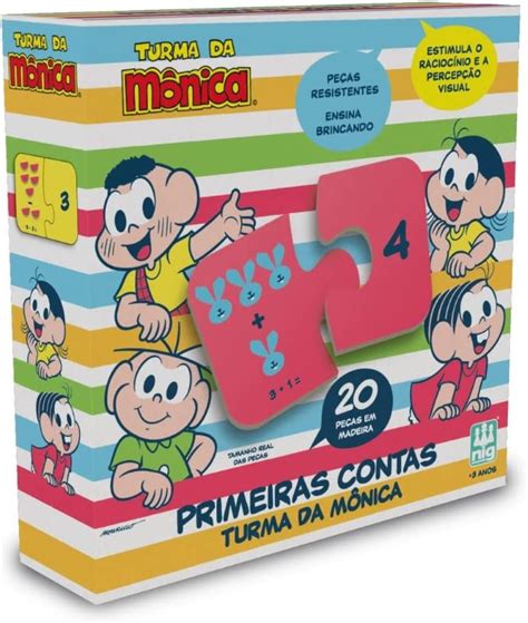 Jogo Educativo Primeiras Contas Turma da Mônica Madeira Nig DreamToys