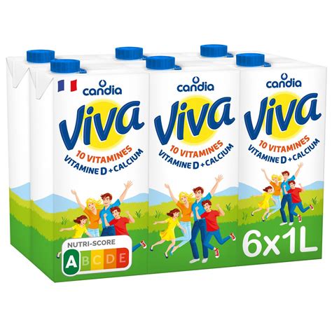 CANDIA Viva lait vitaminé UHT 6x1L pas cher à prix Auchan