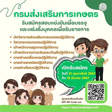 กรมส่งเสริมการเกษตรรับสมัครสอบแข่งขันเพื่อบรรจุและแต่งตั้งบุคคลเข้ารับ