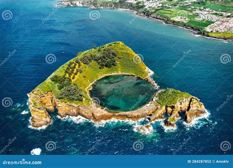 Luftbild Insel Vila Franca Do Campo Azores Insel Stockfoto Bild Von