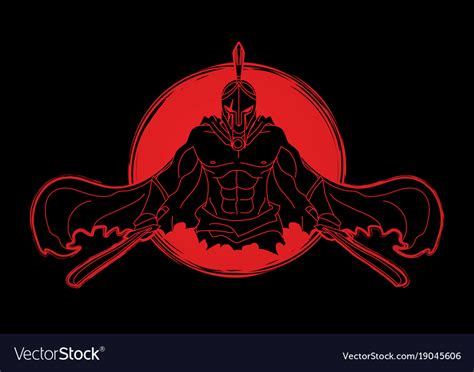 Angry Spartan Warrior With Swords Royalty Free Vector Image