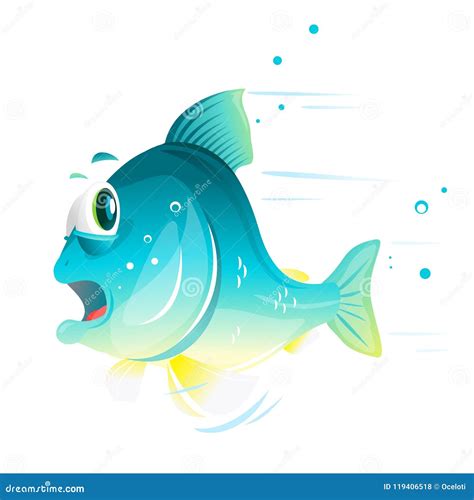 Fish Cartoon Escapes From Danger Stock Vector Illustration Of Little