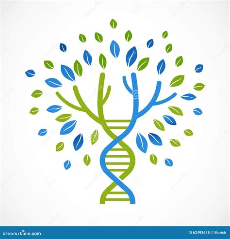 Dna Genetic Icon Tree With Green Leaves Stock Vector Illustration