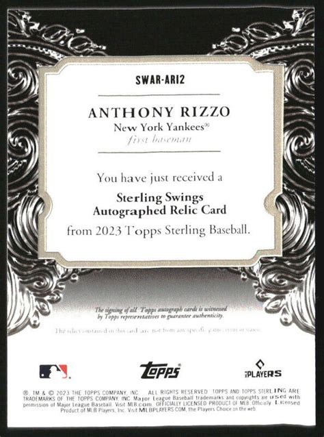 2023 Topps Sterling Quad Jersey Autograph Anthony Rizzo Auto 5 EBay