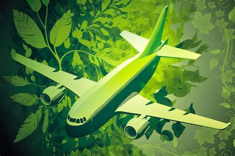 Premium Photo Sustainable Aviation Fuel Airplane Fresh Green Leaves