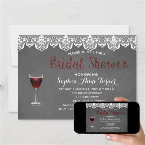 Rustic Lace Wine Tasting Bridal Shower Invitation Zazzle