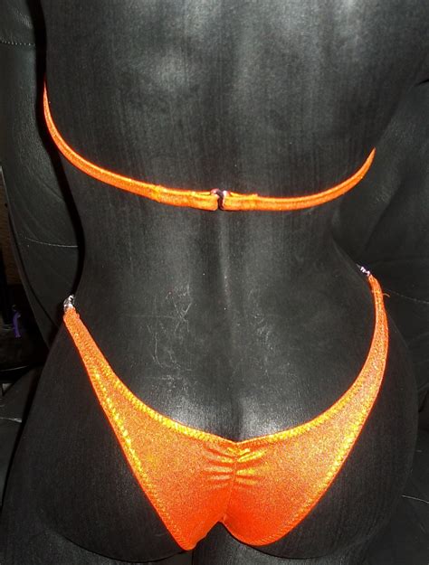 Style Orange Metallic Underwire Bra Competition Bikini With