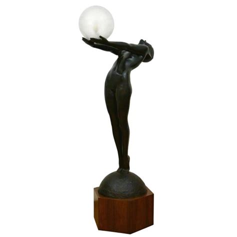 Clart Life Size Art Deco Bronze Lamp Standing Nude With Globe Deconamic
