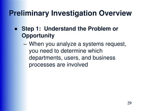 Preliminary Investigation Definition Steps Analysis