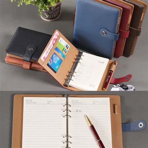 Pu Leather Loose Leaf Notebook Organizer Business Planner Calendar