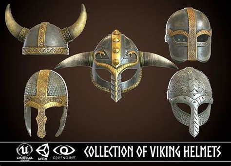 Collection Of Viking Helmets Vr Ar Low Poly Cgtrader