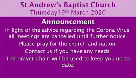 Announcement St Andrews Baptist Church