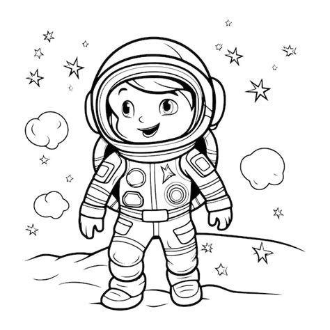 Dibujos para colorear de astronautas para niños Vector Premium