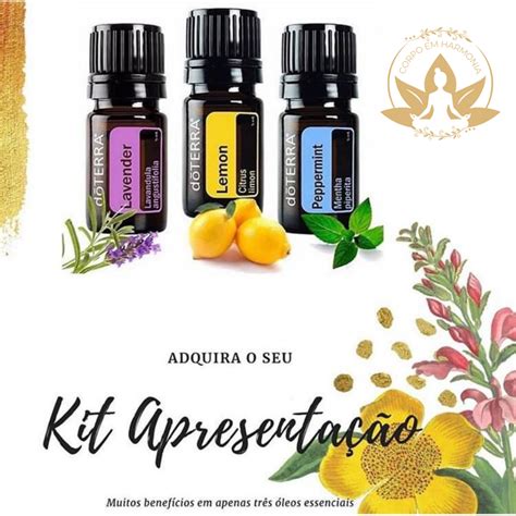 Kit Apresentação Doterra Com 3 óleos Essencias Lavanda Lemon Peppermint Shopee Brasil