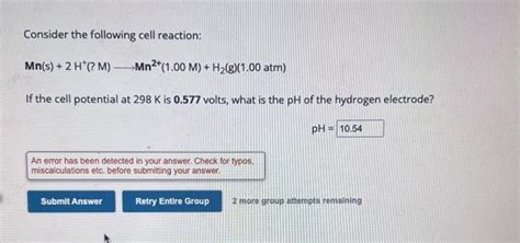 Solved Consider The Following Cell Reaction Chegg