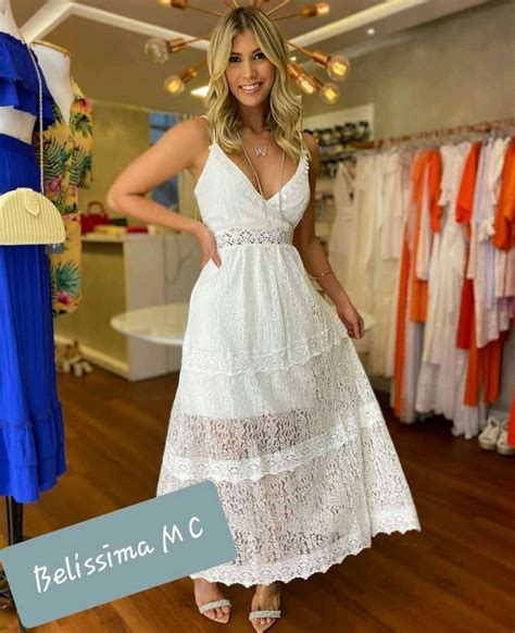 Vestido Longo Branco de Renda Casamento Civil Promoção Elo7