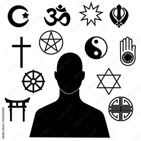 Silhouette Of A Man Who Chooses A Religion Symbols Of Major Religions