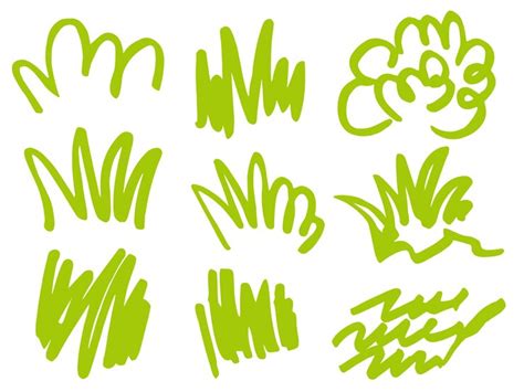 Premium Vector Hand Drawn Doodle Grass Graphic Sketches Decorative Vector Markers Brush