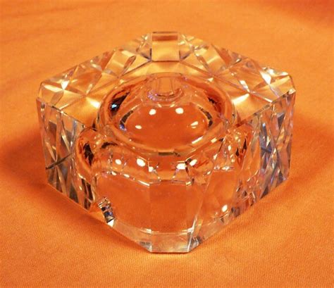 Crystal Glass Block Base Art Deco Mid Century