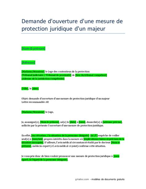 Demande D Ouverture D Une Mesure De Protection Juridique Pour Un Majeur