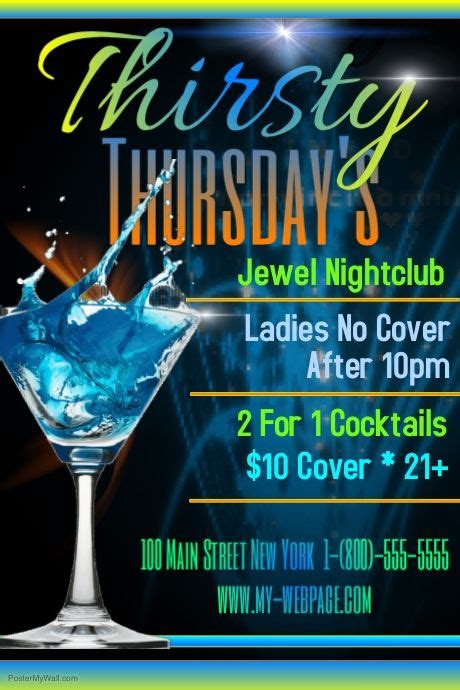 Thirsty Thursdays Thirsty Thursday Party Flyer Event Flyers