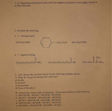 [solved] Organic Chemistry 1 3 Beginning With Benzoic Acid Show The Course Hero