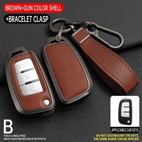 Zinc Alloy Leather Car Key Cover Protect Skin Case For Geely GX3 EC7