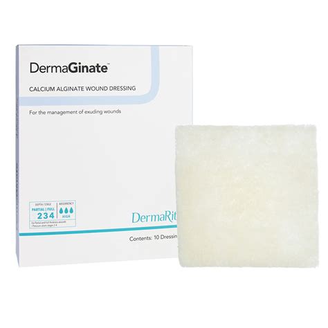 Dermarite Dermaginate Calcium Alginate Wound Dressing 2x2 Inch Box Of