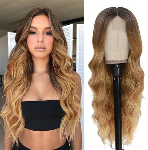 Amazon Nayoo Long Ombre Blonde Wavy Wig For Women Inch Middle