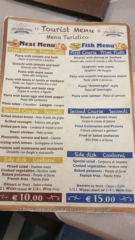 Menu Da Il Secchio Ristorante Roma