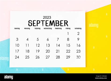 September 2023 Monthly Calendar On Beautiful Background Stock Photo Alamy