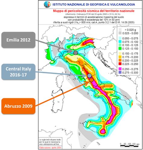 National Seismic Hazard Map Of Italy 475 Years Return Period 20