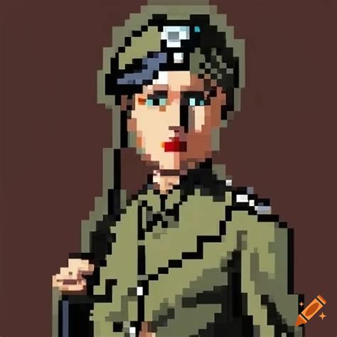 Pixel Art Of A Female Officer In World War 1