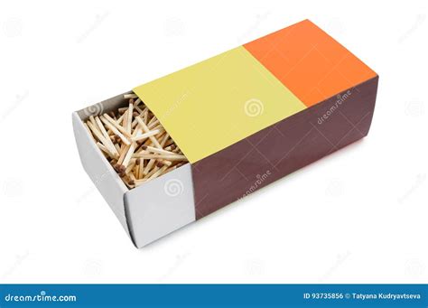 Big Half Open Matchbox Filled With Matches On White Background Stock