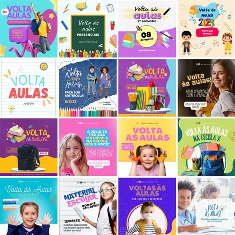 117 Artes para Volta às Aulas 100 Editáveis Canva Elo7