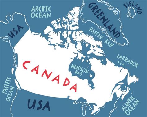 Hand Drawn Stylized Map Of Canadian Provinces Vector Image